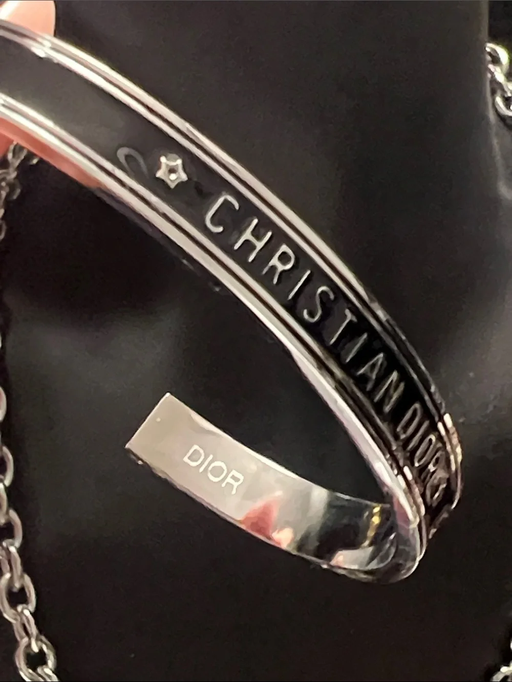 Up Cycled Silver-Tone Logo Cuff Bracelet - Polished Silver